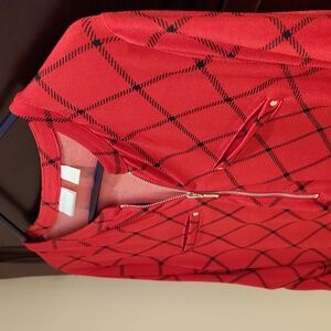 NWOT New York & Company Red Checkered Blouse